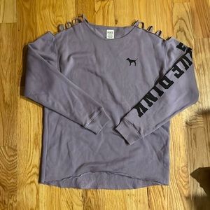 PINK strappy crew neck sweatshirt